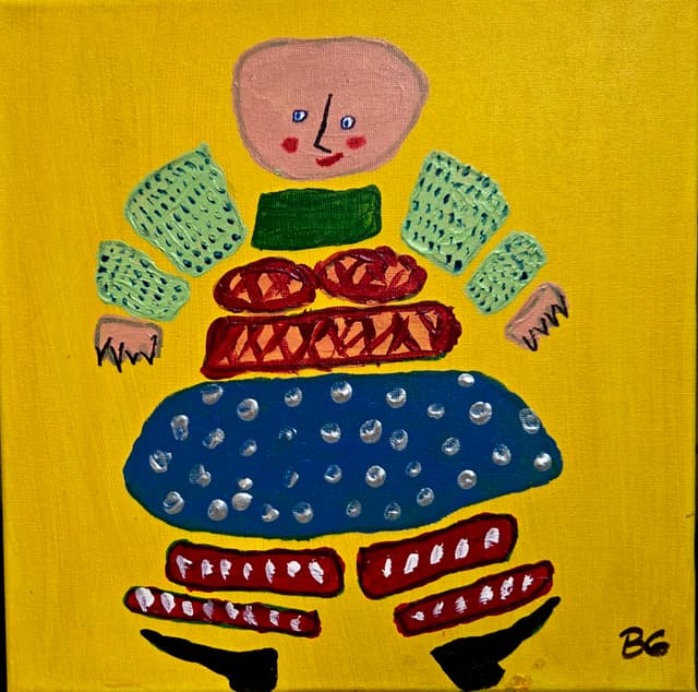 Kvinna med blå kjol